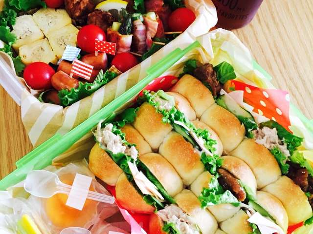 運動会 お弁当♡ちぎりパンサンドイッチ♪